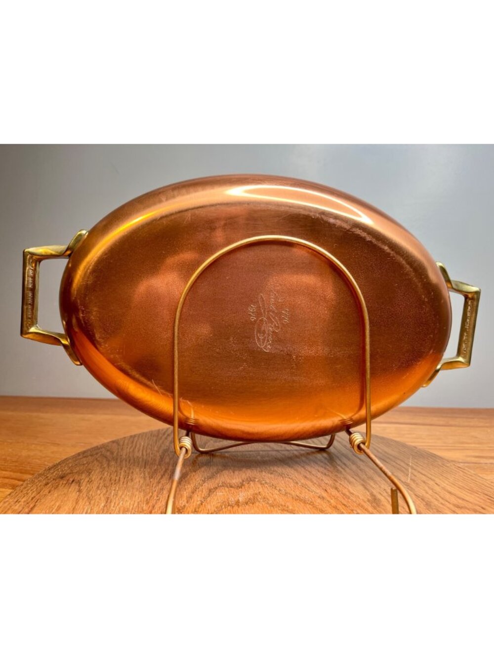 Vintage  Paul Revere Ware 12 inch  Copper Double Handle Oval Au Gratin Pan/ Fish - Picture 15 of 15